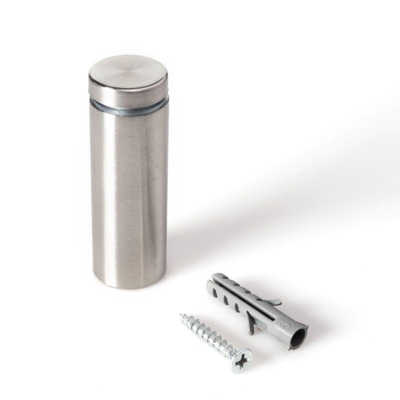 OUTWATER Stainless Steel Standoff 3/4 Inch Diameter x 2 Inch Barrel Length Brushed Finish for PVC, Glass and Acrylic Sign Stand Off Wall Anchors and Screws 4 Piece Pack for Heavy Signs - Image 1
